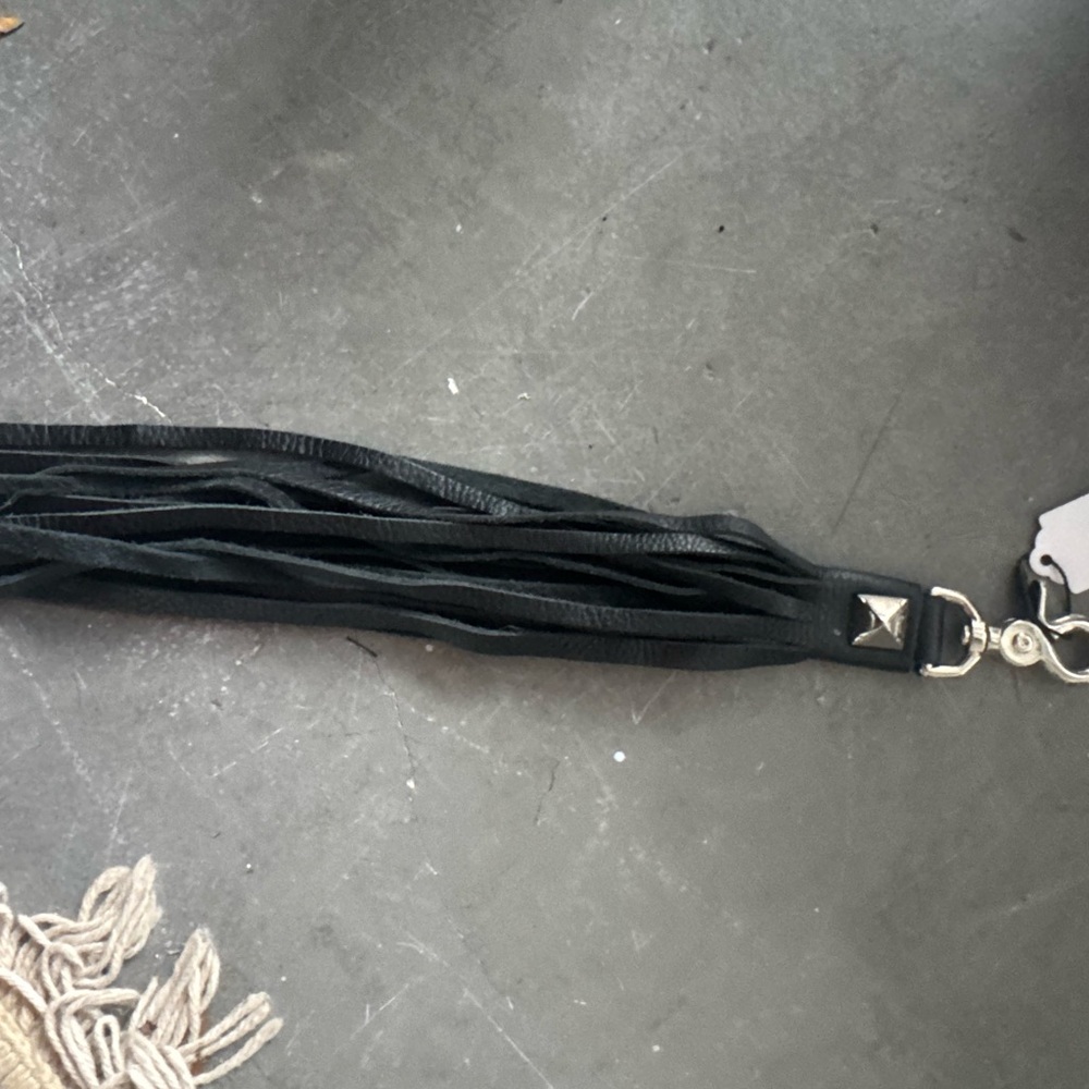 Black Leather Tassel Keychain